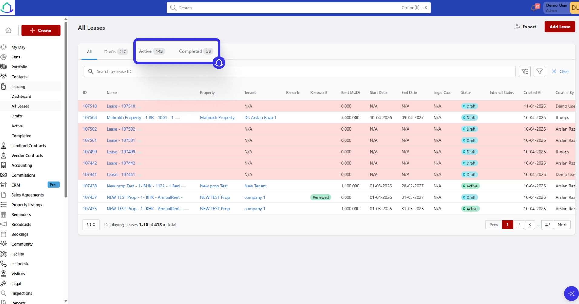 Filtering and Exporting Lease Records
